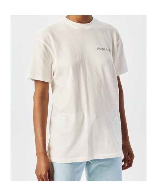 Anine Bing White Round Neck Short Sleeve T-Shirt