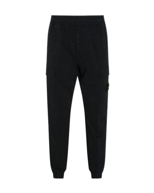 Stone Island Black Stretch-Tc Twill Cargo Pants for men