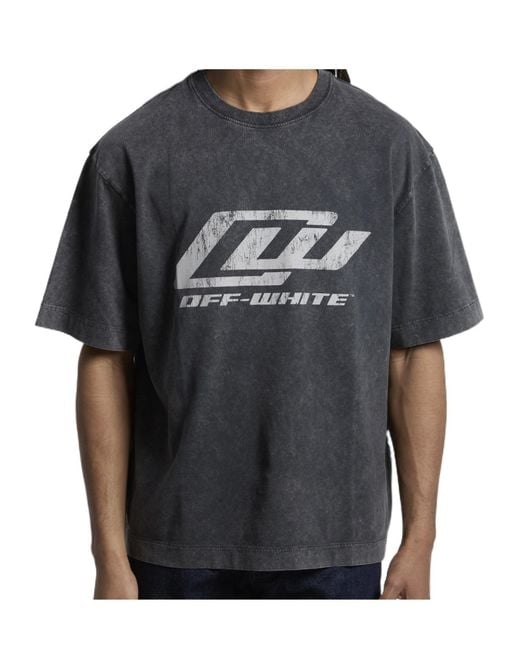 Off-White c/o Virgil Abloh Black Racing Skate Crewneck T-Shirt for men