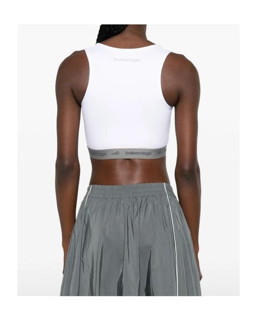 Balenciaga White Logo Detailed Sports Bra
