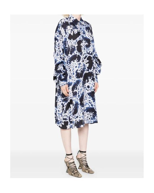 Dries Van Noten Long Sleeve Dress in Blue | Lyst Dries Van Noten Long Sleeve Dress in Blue | Lyst