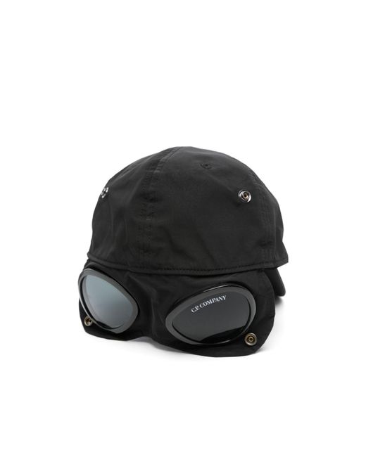 C P Company Black Goggle Detail Baseball Hat for men