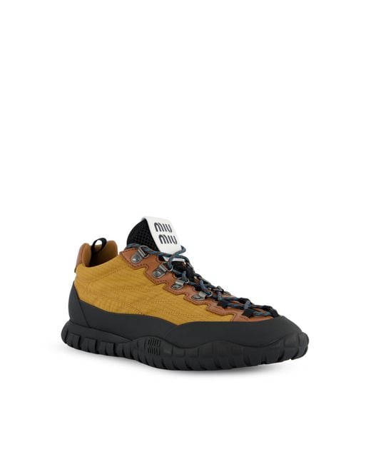 Miu Miu Brown Letter-Print Sneakers