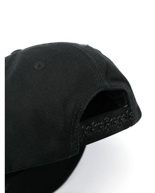 Palm Angels Black Logo-Printed Distressed Baseball Cap for men