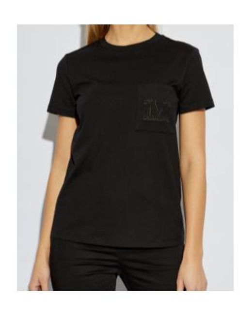 Max Mara Black Papaia Logo Embroidered Crewneck T-Shirt