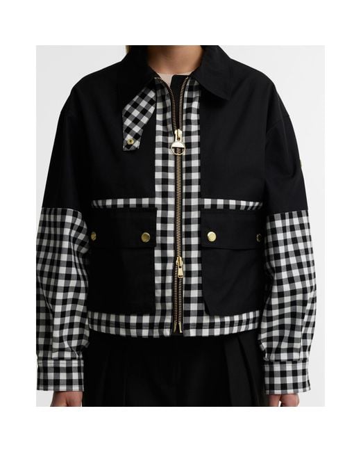Barbour Black Ginghampanel Cropped Utility Jacket