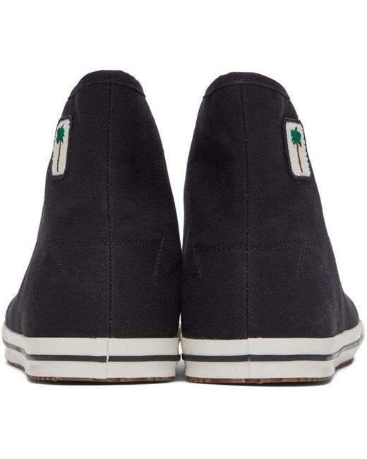 Palm Angels Black Logo-Patch High-Top Sneakers for men