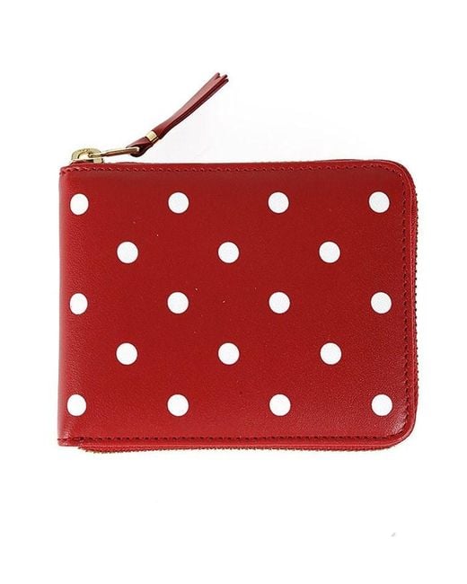 Comme des Garçons Red Comme Des Garçons Wallet Dot Printed Zip-Around Wallet for men