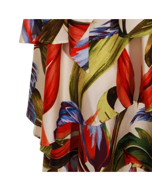 Farm Rio White Florart Ruffled Midi Dress