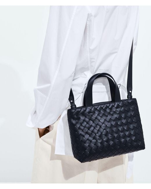 Bottega Veneta Blue Mini Intrecciato Zipped Tote for men