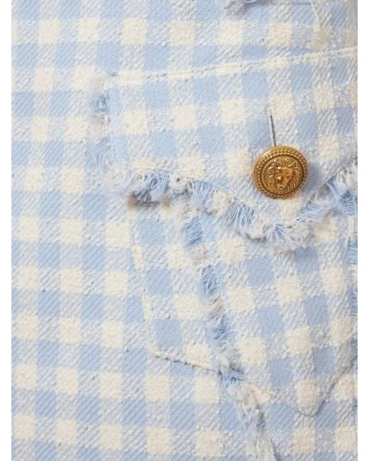 Balmain Blue Plaid Skirt