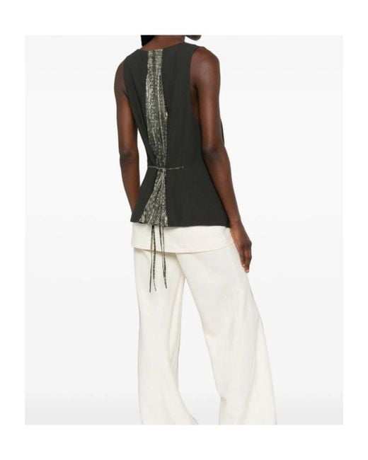 Ziggy Chen Gray Patterned-Panel Vest