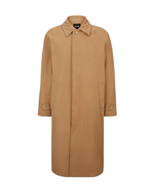 Boss Natural Classic Camel-Colored Long Car Coat for men