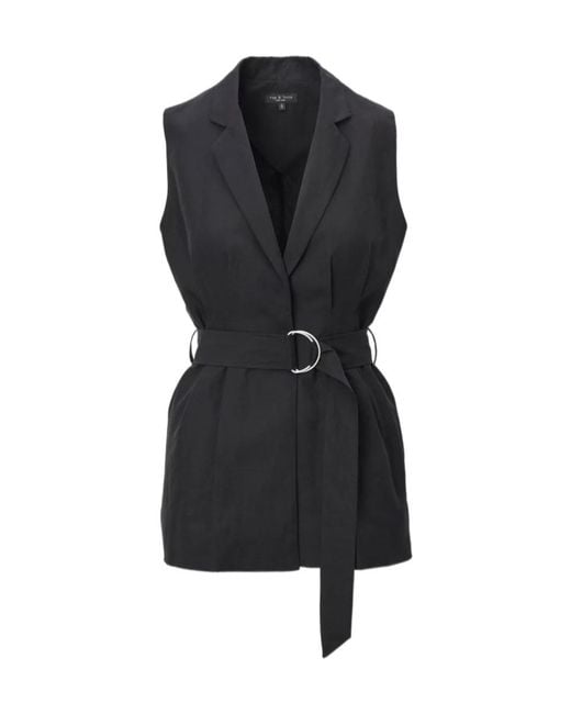 Rag & Bone Black Belted Sleeveless Blazer