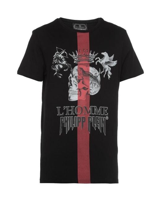 Philipp Plein Black Logo Printed T-Shirt for men