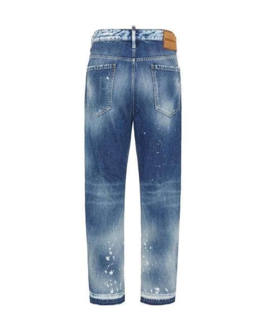 DSquared² Blue Distressed Straight-Leg Jeans for men