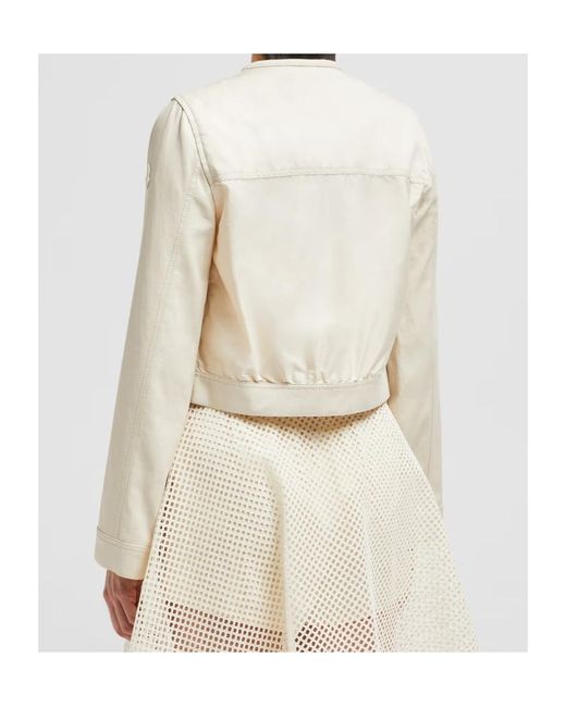 Moncler Natural Crewneck Cropped Blend Jacket