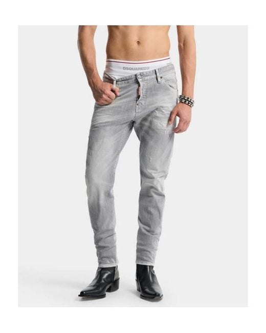 DSquared² Gray Slim-Fit Distressed Jeans for men