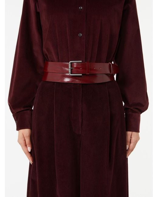Max Mara Red Logo Engraved Buckle Belt