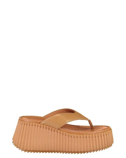 Chloé Brown Chloé Nama Wedge Sandals