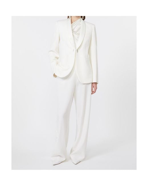Max Mara White Balta High-Waist Wide-Leg Pants
