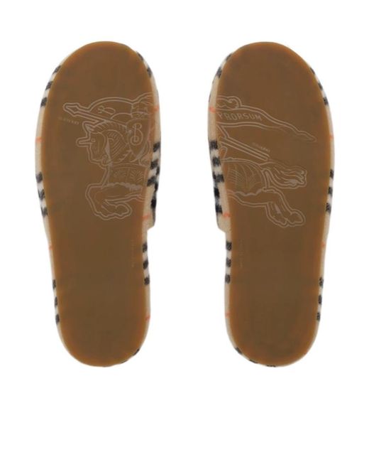 Burberry Brown Check Wool Blend Slippers for men