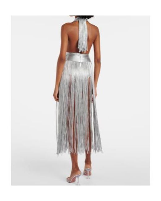 Area White Fringed Metallic-Effect Jersey Gown