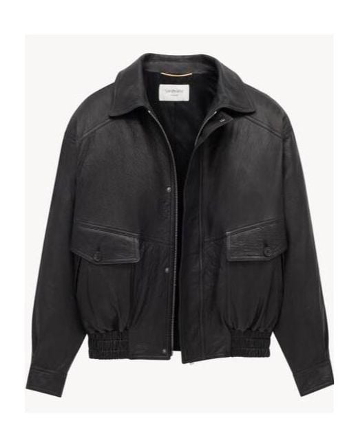 Saint Laurent Black Zip-Up Bomber Jacket