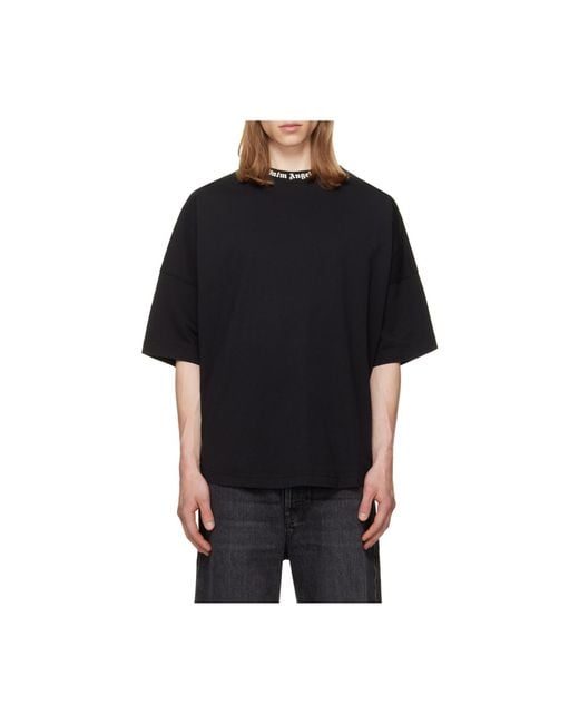 Palm Angels Black Logo Printed Crewneck T-Shirt for men