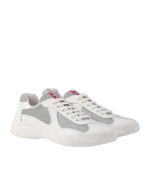 Prada Linea Rossa White Patent Leather And Technical Fabric Prada America's Cup Sneakers for men