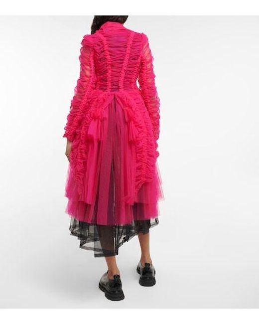 Comme des Garçons Pink Ruched Tulle Blazer Dress