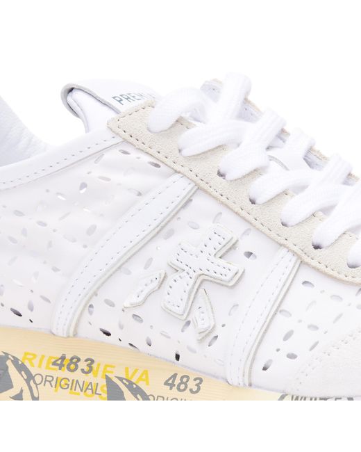 Premiata White Logo Sports Shoes