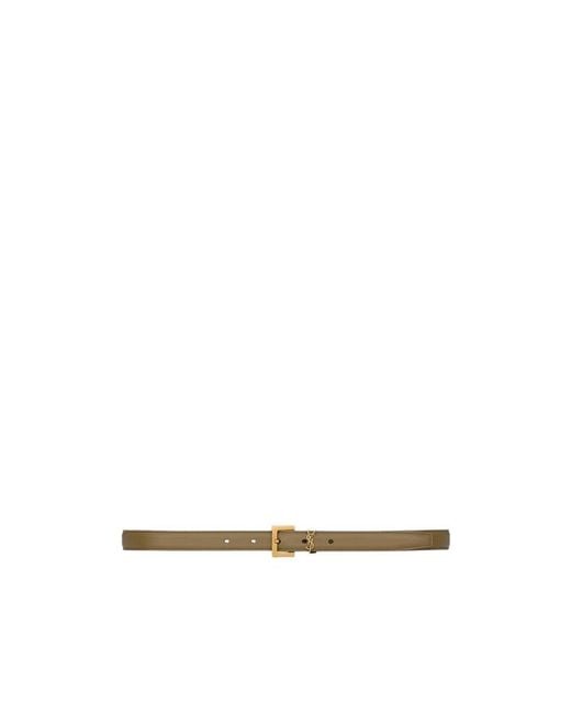 Saint Laurent White Cassandre Thin Belt