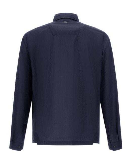 Herno Blue Long Sleeved Utility Overshirt for men