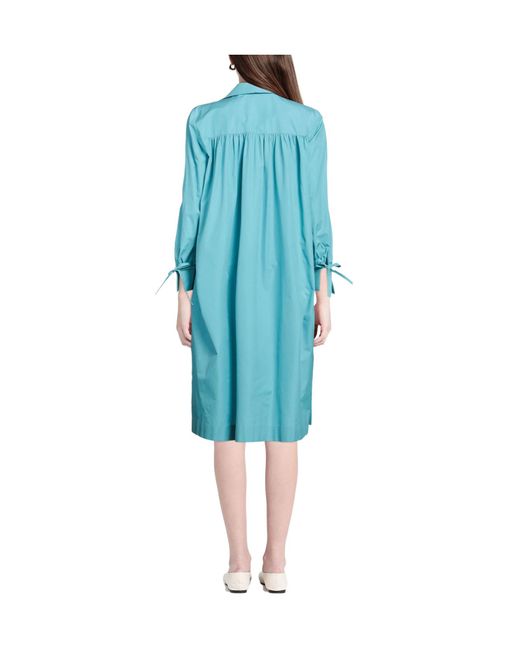 Max Mara Blue Solid-Color Long-Sleeve Shirt Dress