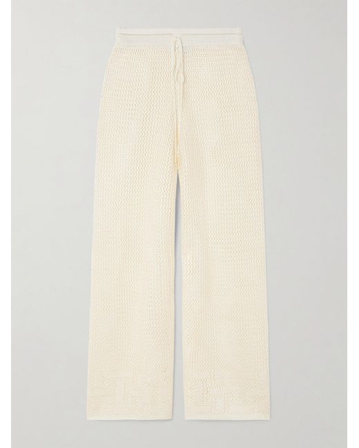 Calle Del Mar White Loose Mesh Long Pants