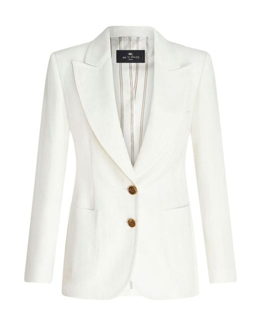 Etro White Single-Breasted Tailored Blazer