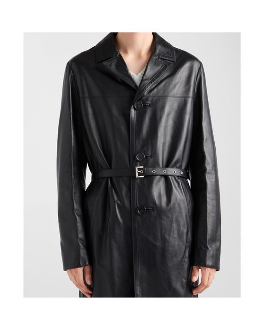 Prada Black Nappa Leather Coat for men