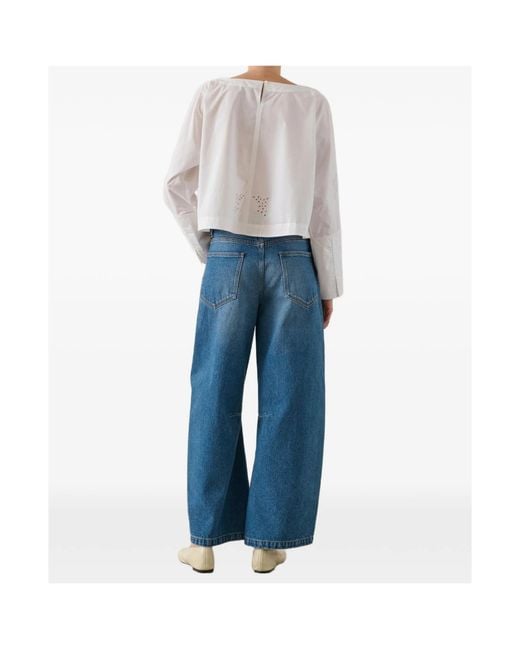 Soeur White Embroidered Long Sleeve Blouse