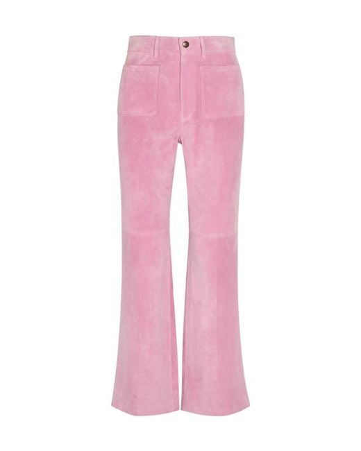 Chloé Pink Flared-Leg Suede Trousers