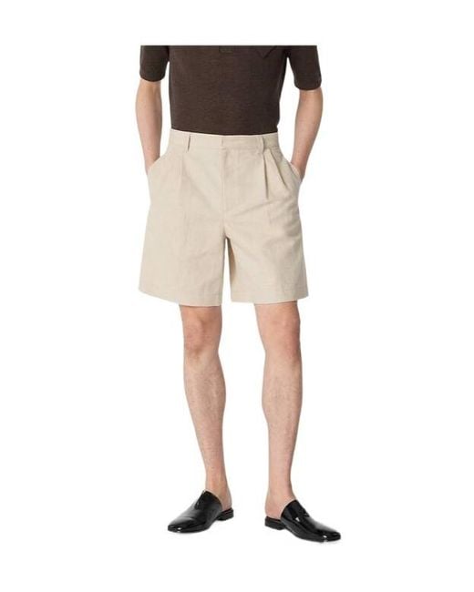 Bottega Veneta Natural Pleat Detailed Straight Leg Shorts for men