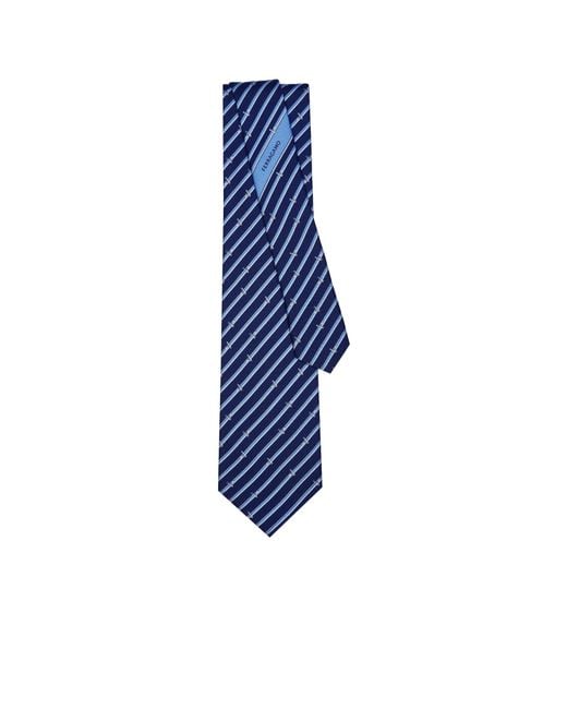 Ferragamo Blue Printed Tie for men