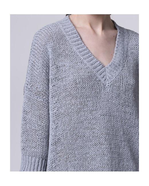 Roberto Collina Blue V-Neck Knitted Sweater