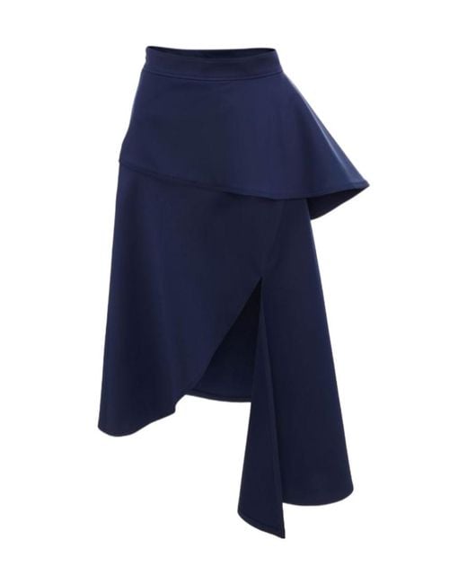 J.W. Anderson Blue Peplum-Waist Asymmetric Skirt