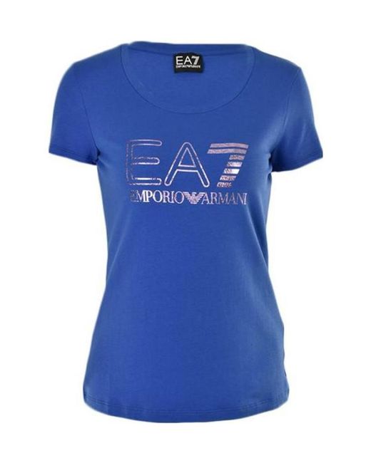 EA7 Blue Round-Necked Logo T-Shirt