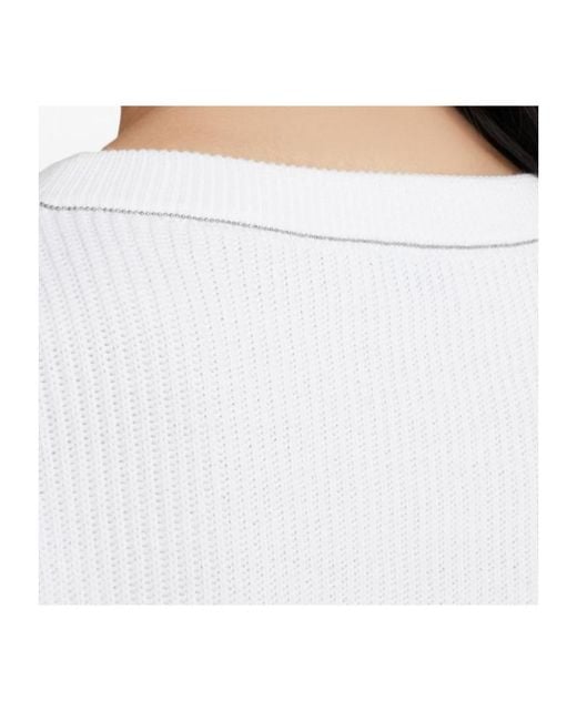 Brunello Cucinelli White Crewneck Knitted Jumper