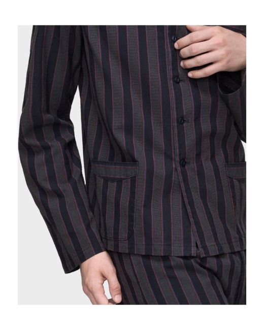 Maison Margiela Blue Long Sleeve Striped Pattern Shirt for men