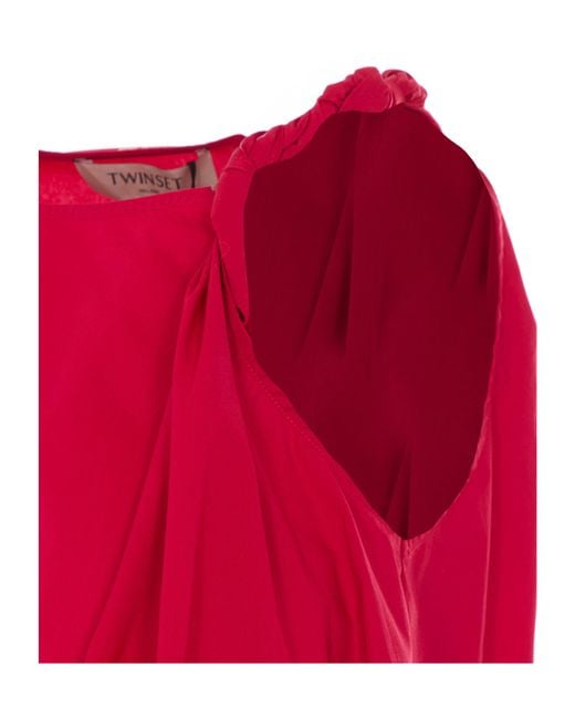 Twinset Red Ruched Sleeveless Top