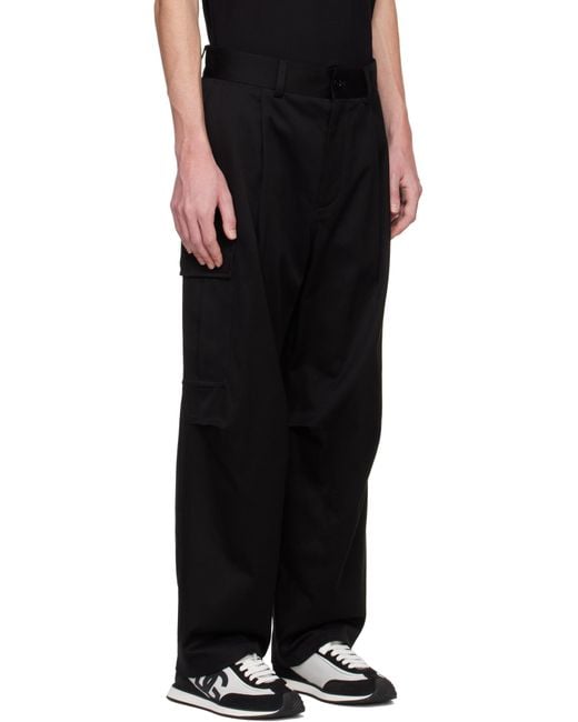 Dolce & Gabbana Black Logo Embroidered Straight Leg Pants for men