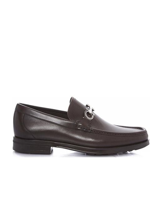 Ferragamo Brown Logo Details Business Casual Shoes for men